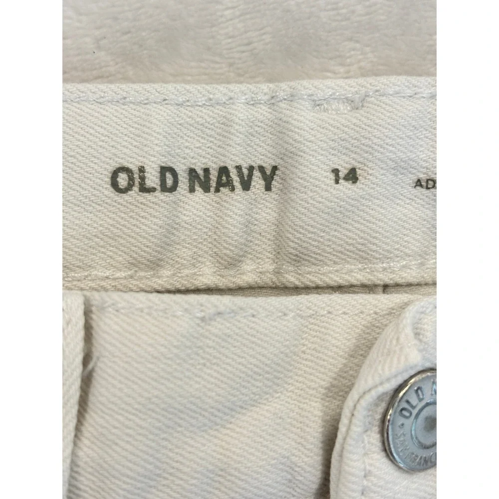 Old Navy Girls Size 14 High Rise Adjustable Waist Denim Shorts Off White Frayed